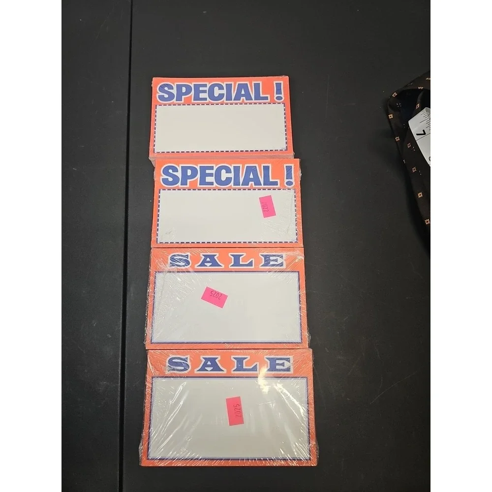 4 Sets of 100 Florescent Orange Retail Tags Each 3.5 x 5.5